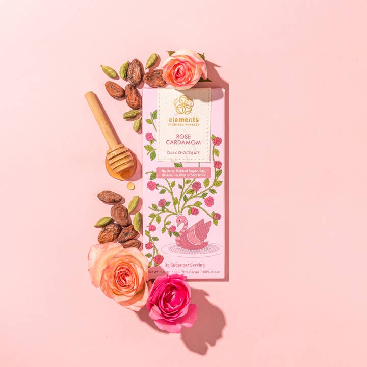 Elements Truffles - Wholesale Chocolate Bar - Rose Cardamom 70% Dark Chocolate