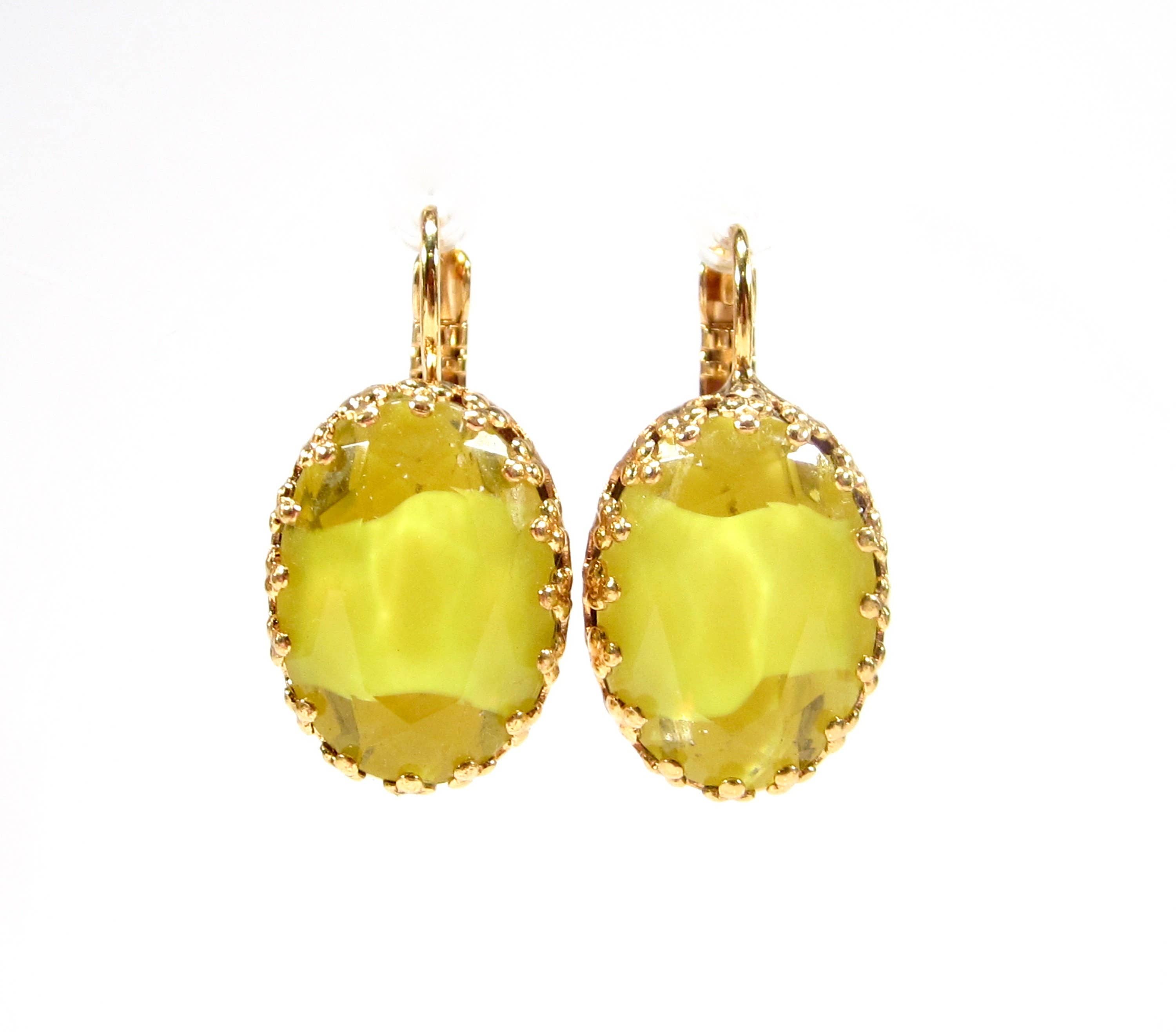 SoHo Schmuckmanufaktur - Wholesale Dangle Earrings - Unique Yellow Gold Earrings Vintage Glass1