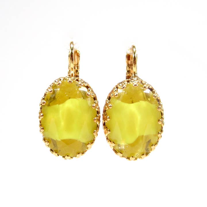 SoHo Schmuckmanufaktur - Wholesale Dangle Earrings - Unique Yellow Gold Earrings Vintage Glass1