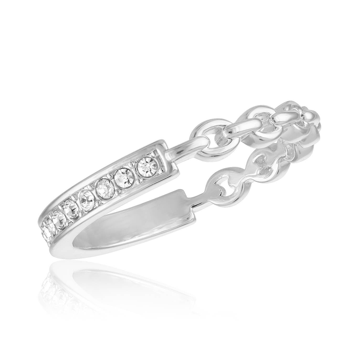 Center Court - Wholesale Band/Stacked Ring - Stacks: Half Chain Half CZ Stack Ring0
