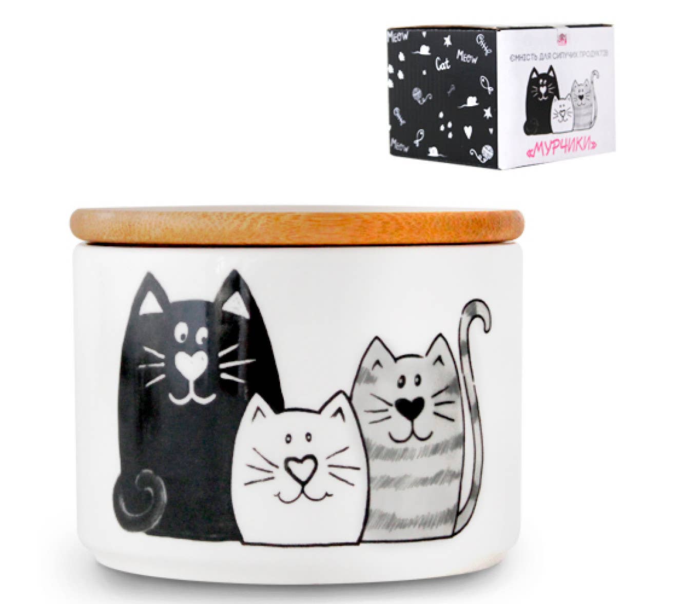 STP - Wholesale Jar - Kittens Ceramic Jar with Wooden Lid 430ml3