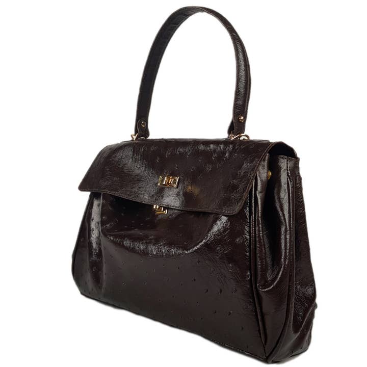 Borsa marrone in vera pelle di struzzo (Marrone scuro) per la vendita all'ingrosso da parte di ANKO
