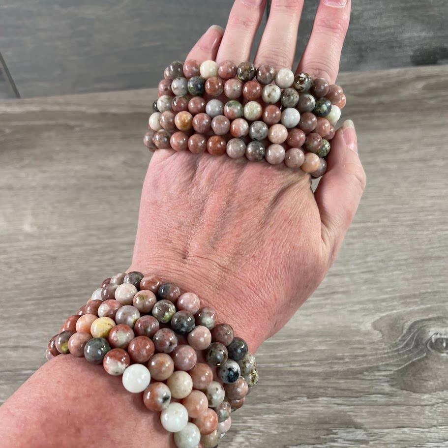 Keystone Crystals - Wholesale Beaded Bracelet - 8mm Round Gemstone Beaded Bracelets – Assorted Crystals Bulk18