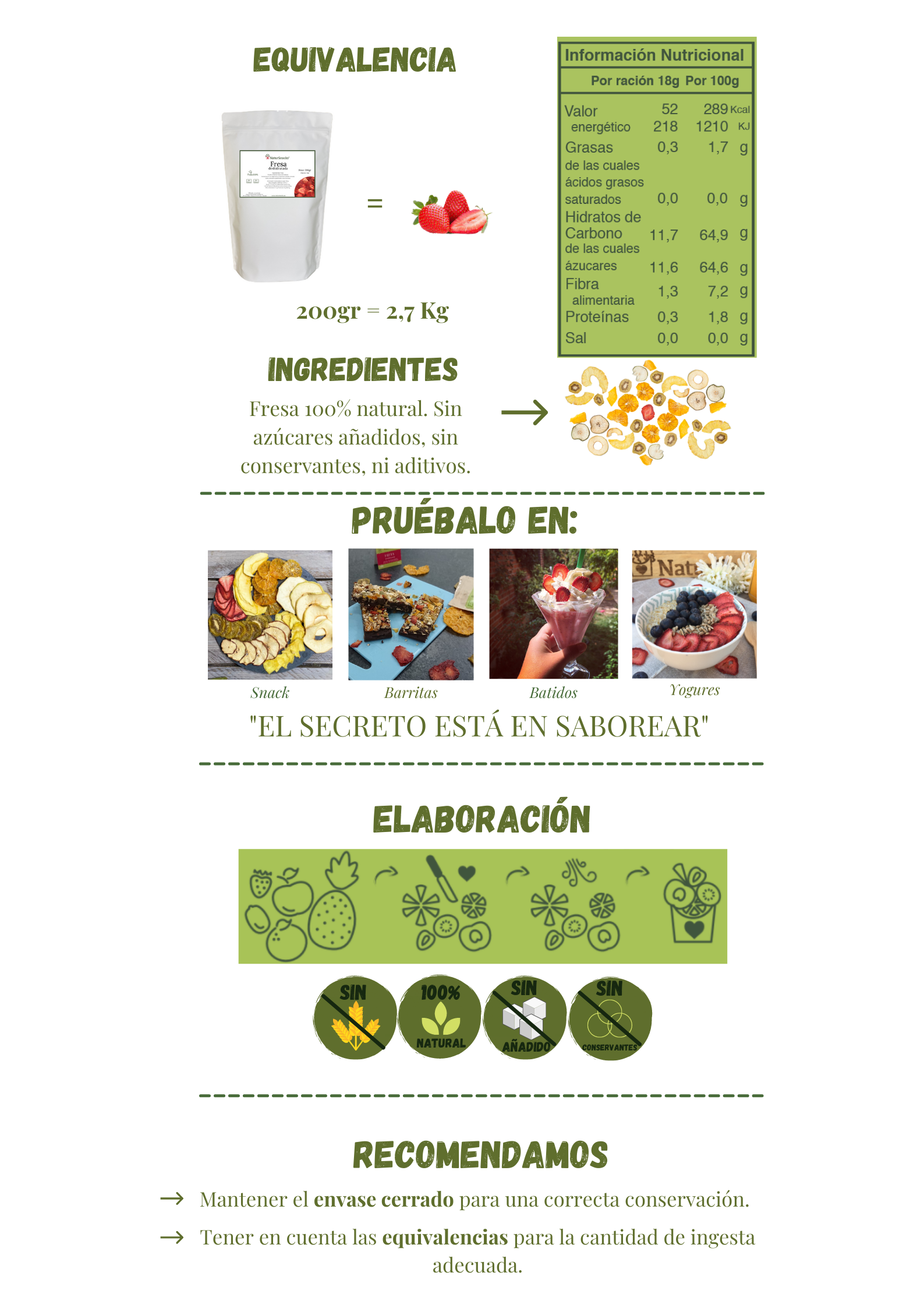 Natursnacks - Wholesale Dried/Dehydrated Fruit - Dehydrated strawberry/ Family size1