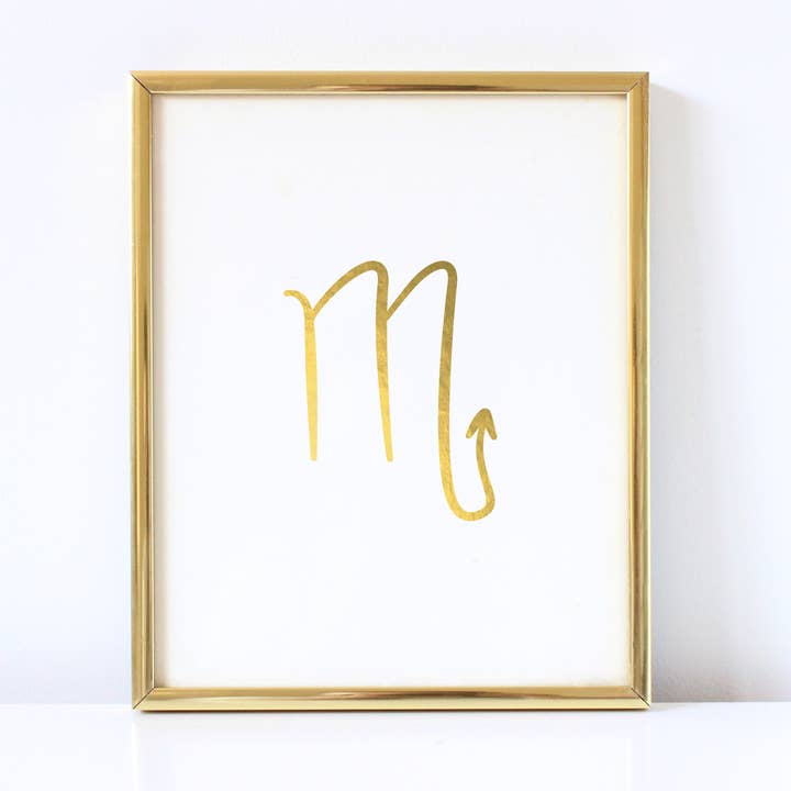 Impressão em folha dourada do signo do zodíaco de Escorpião por atacado de Tori Kraut Designs