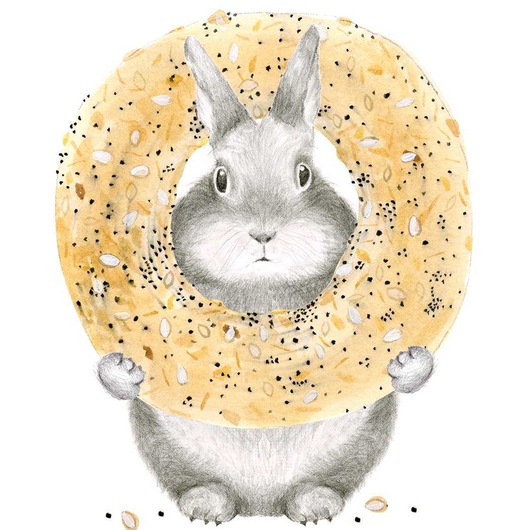 Dear Hancock - Wholesale Thank You Card - Everything Bagel Bunny Card1