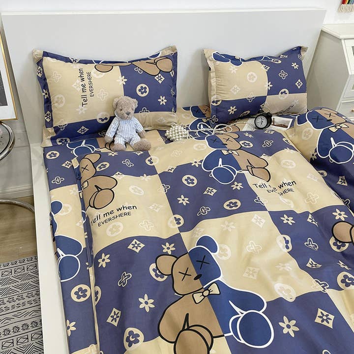 daintyduvet – Großhandel Bettwäsche-Set – Cute Bedding Teddybär-blaues Bettbezug-Set, luxuriöse Bettwäsche, Schlafsaal-Bettwäsche, Designer-Bettwäsche, Kinder-Bettbezug, King Queen, Full Twin Double1