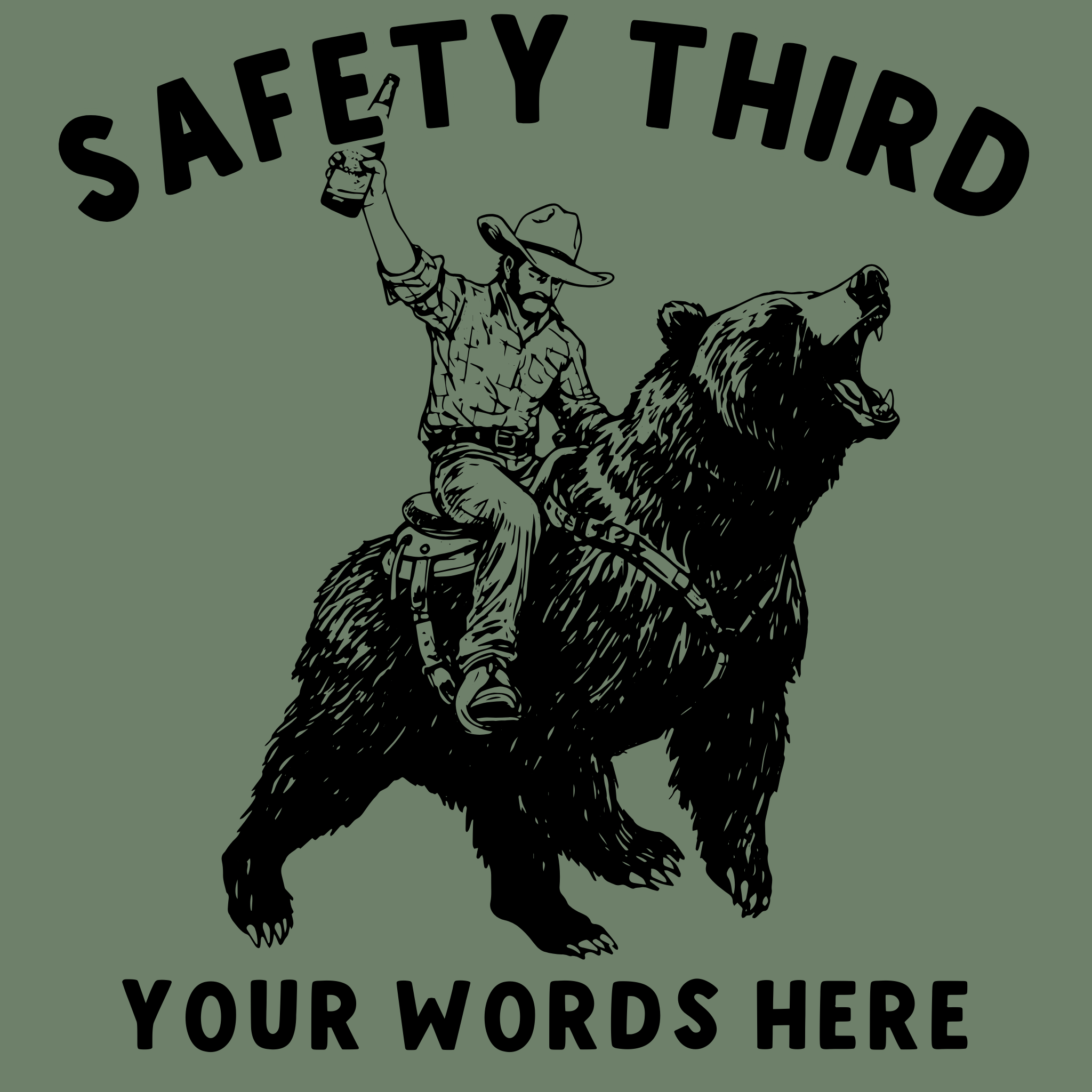 208 Tees - Wholesale Screen Printed T-Shirt - Men's - Safety Third Bear Rider Graphic Tee | Long Sleeve 2812