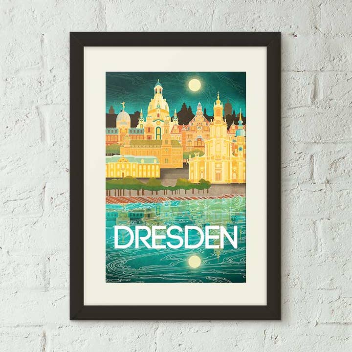 Allemagne, Dresde - Affiche de voyage de style vintage pour la vente par Missy Ames Design and Illustration