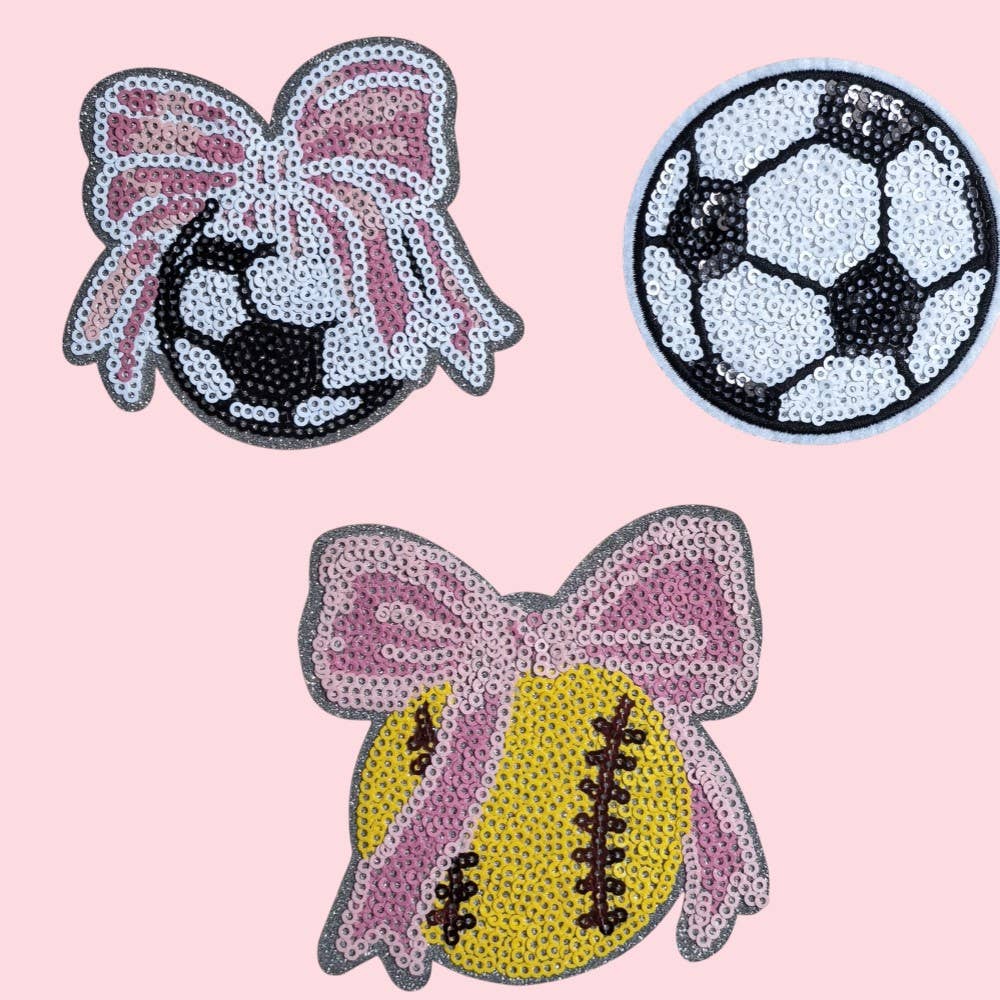 Rosie Posie Patches – wholesale Lapp – Paljett Softboll Rosett Påstrykbar Patch2