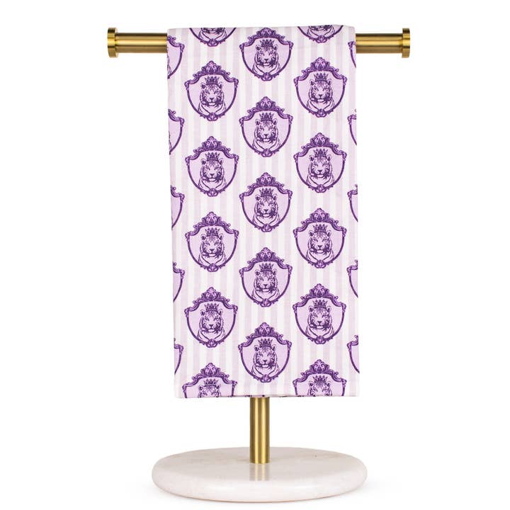 Toalla de Mano Tigre Dorado Blanco/Púrpura 20x28 para venta al por mayor de The Royal Standard