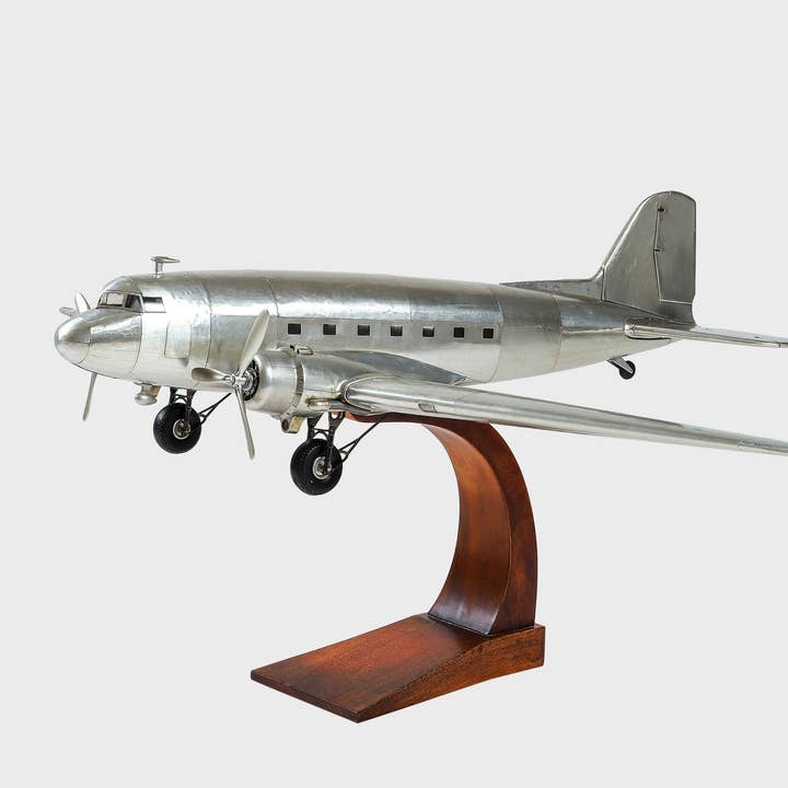 DC 3 Aluminum Decorative Tabletop Airplane, 1930's Design for wholesale by Tour d'Horizon