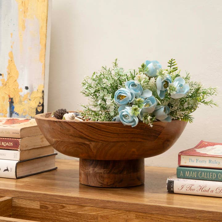 LuxeDesigns Co LLC - Wholesale Decorative Plate/Dish/Bowl - Wooden Footed Bowl by Luxe Designs – Handcrafted Decorative Fruit Bowl with Elegant Footed Base for Dining, Serving, and Home Décor – Perfect for Fruits, Snacks, and Centerpiece Display9