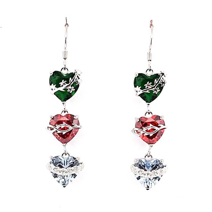 Sacred Heart | Immaculate Heart | Chaste Heart | dangle | Blue Heart | silver for wholesale by Saints of Heart