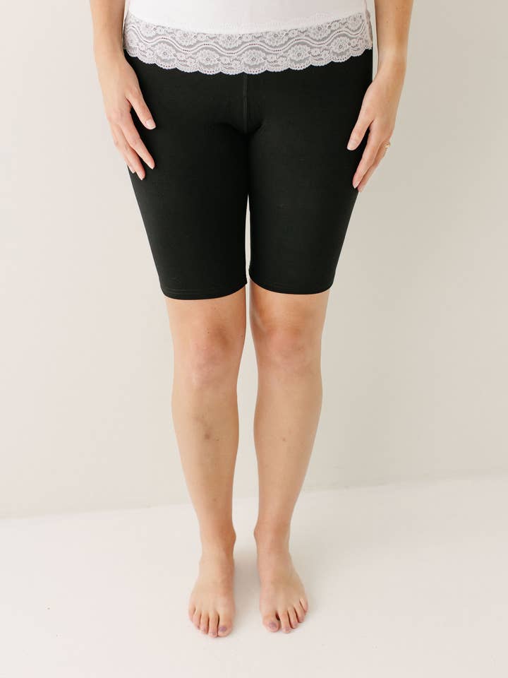 Black Bamboo Blend Biker Shorts for wholesale on Faire1