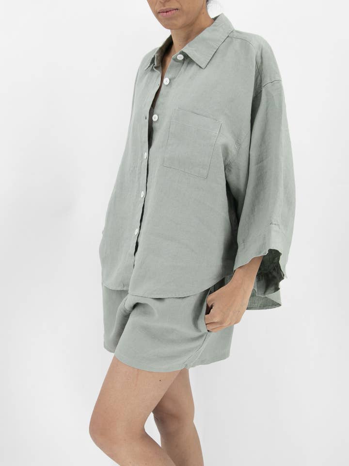 Sunday Morning – wholesale Sleepwear set – Women's – Carrie Linen Sleepwear Set4