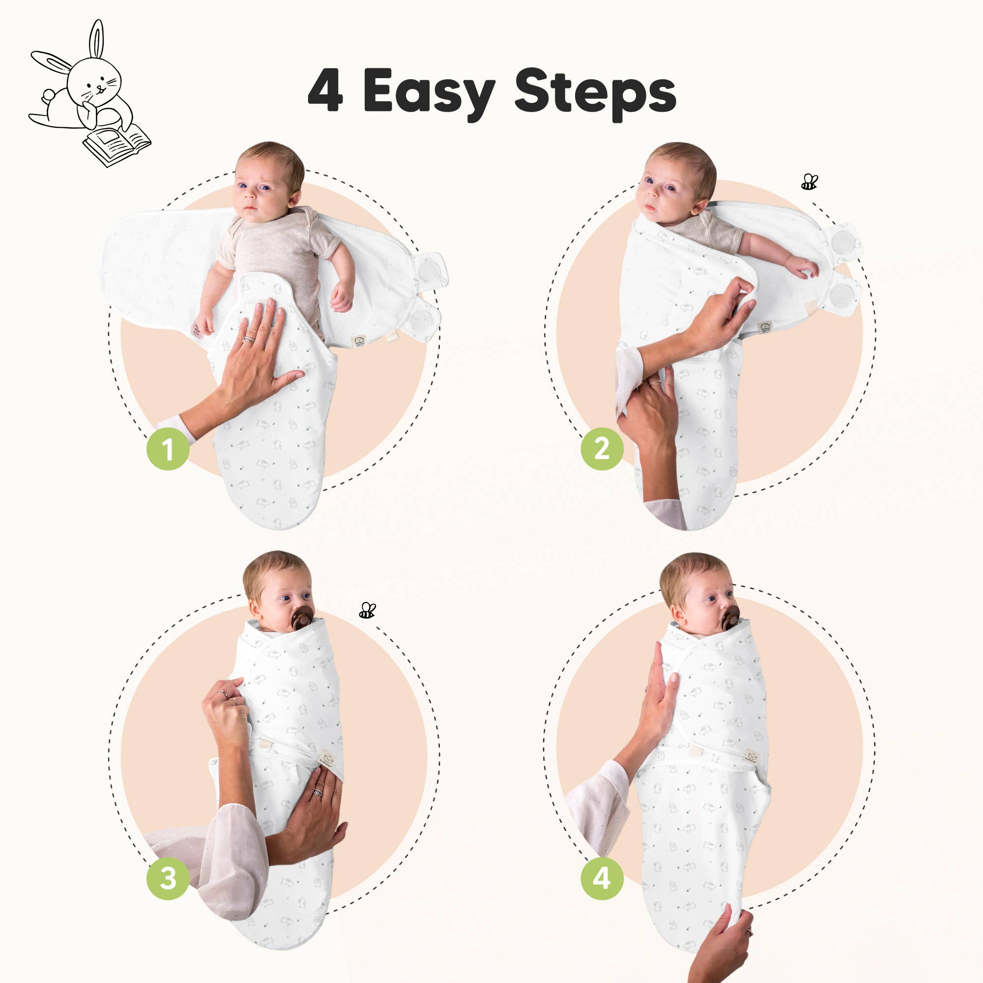 Lapins Lot de 3 langes Soothe pour bébés de 0 à 3 mois, sac de couchage pour nouveau-nés en vente sur Faire4