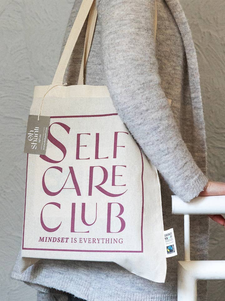 Selfcare Club Tote Bag Organic Cotton for wholesale by Oh Shanti