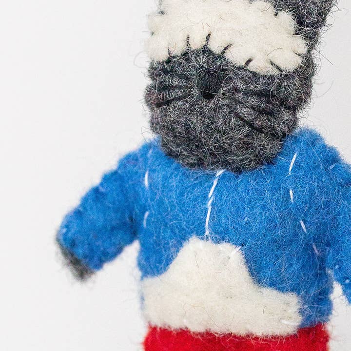 Nivas - Wholesale Ornament - Kerstkat Snowboarden Vilt Ornament3