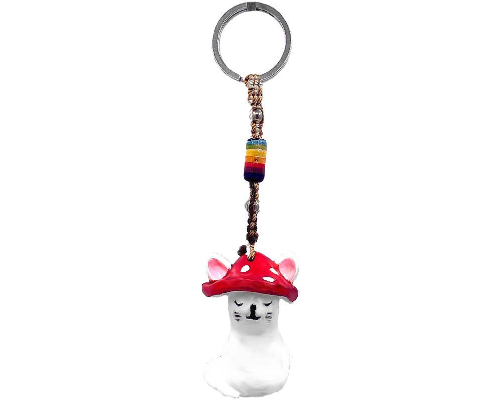 Pichincha - Wholesale Keychain - Women's - Shroom Cap Cat Psychedelic Durepox Resin Figurine Keychain4
