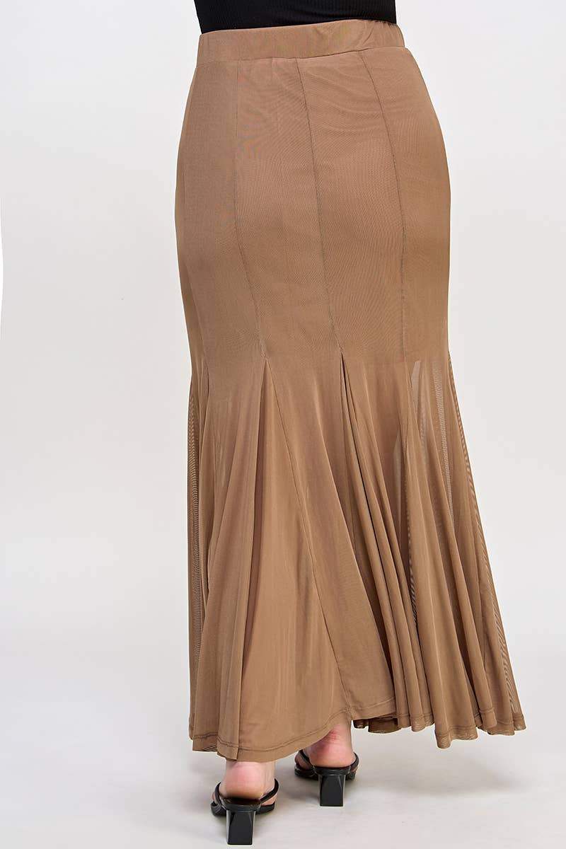 Haute Fox Plus Size & Contemporary – Saia - Mulher por atacado – Saia Maxi de Malha Plus Size SS2384P-SK8