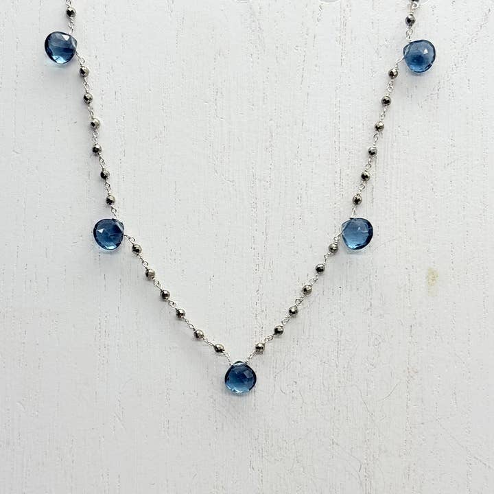 5 Stone Blue Quartz Waterfall Necklace for wholesale by Susan Roberts Jewelry