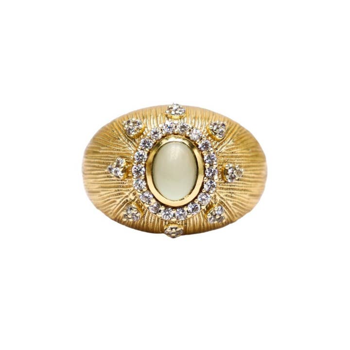 DIAPERIS - Wholesale Cocktail/Statement Ring - CYCLAMEN RING GREEN AMETHYST