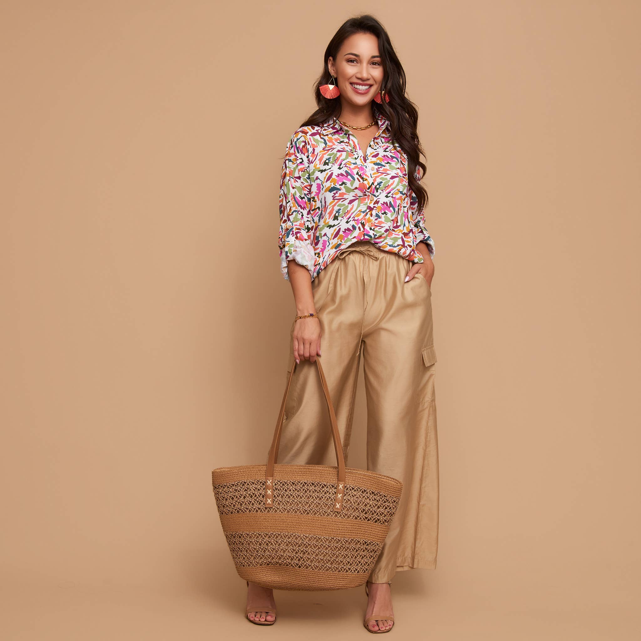 Elsie & Zoey - Vente Chemise à col boutonné – femme - Chemise à manches longues avec col et boutons en haut Alexa0