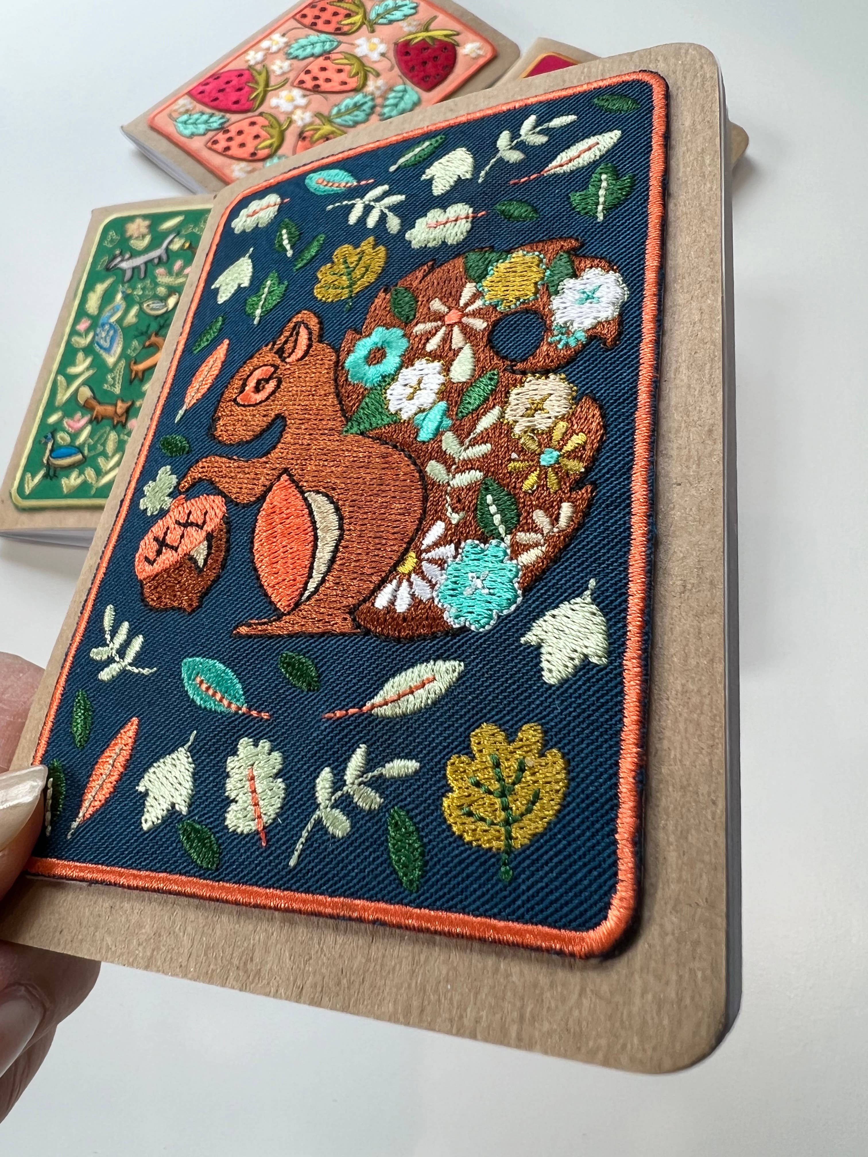 Rikrack – wholesale Notebook – Squirrel Embroidery Pocket Notebook2