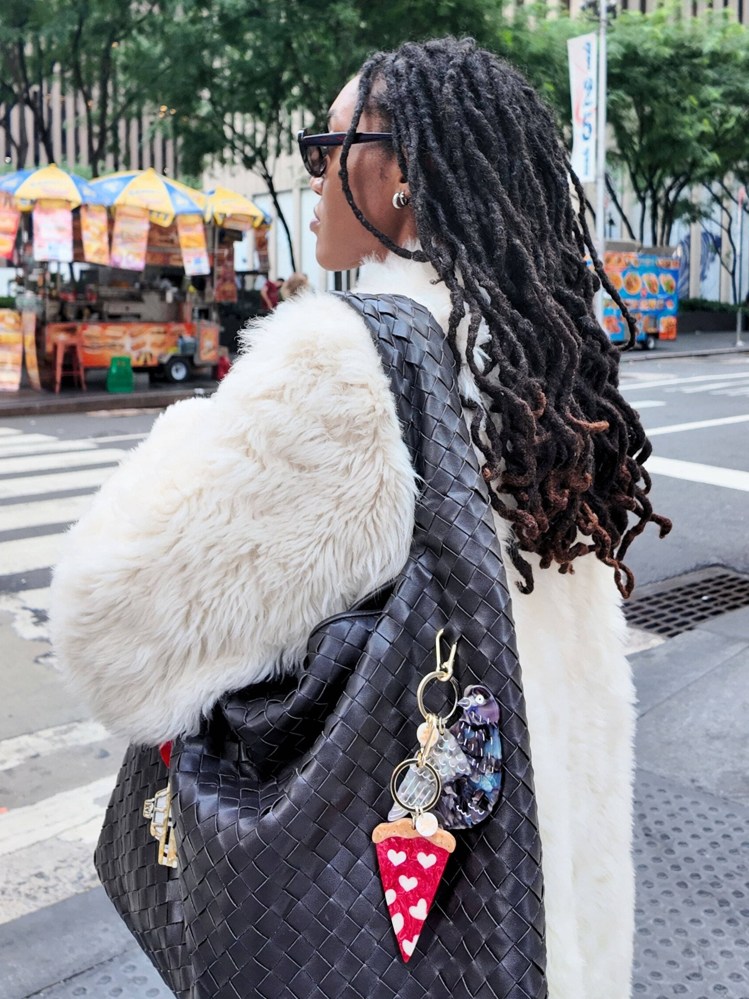 Solar Eclipse – wholesale Keychain – Women's – Hand-Painted Pizza Slice Bag Charm + Keychain | Eco-Friendly1