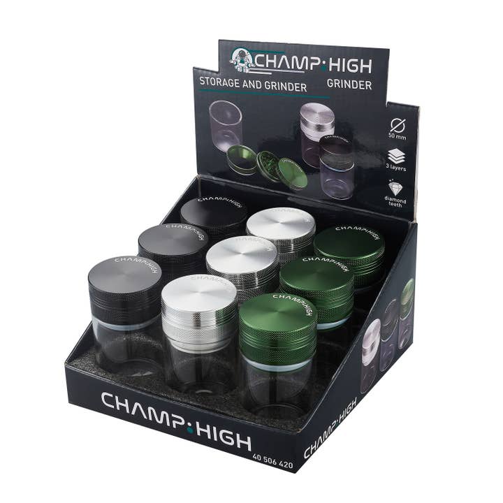 aluminium specerijenmolen met glazen reservoir – voor wholesale door Champ by Polyflame