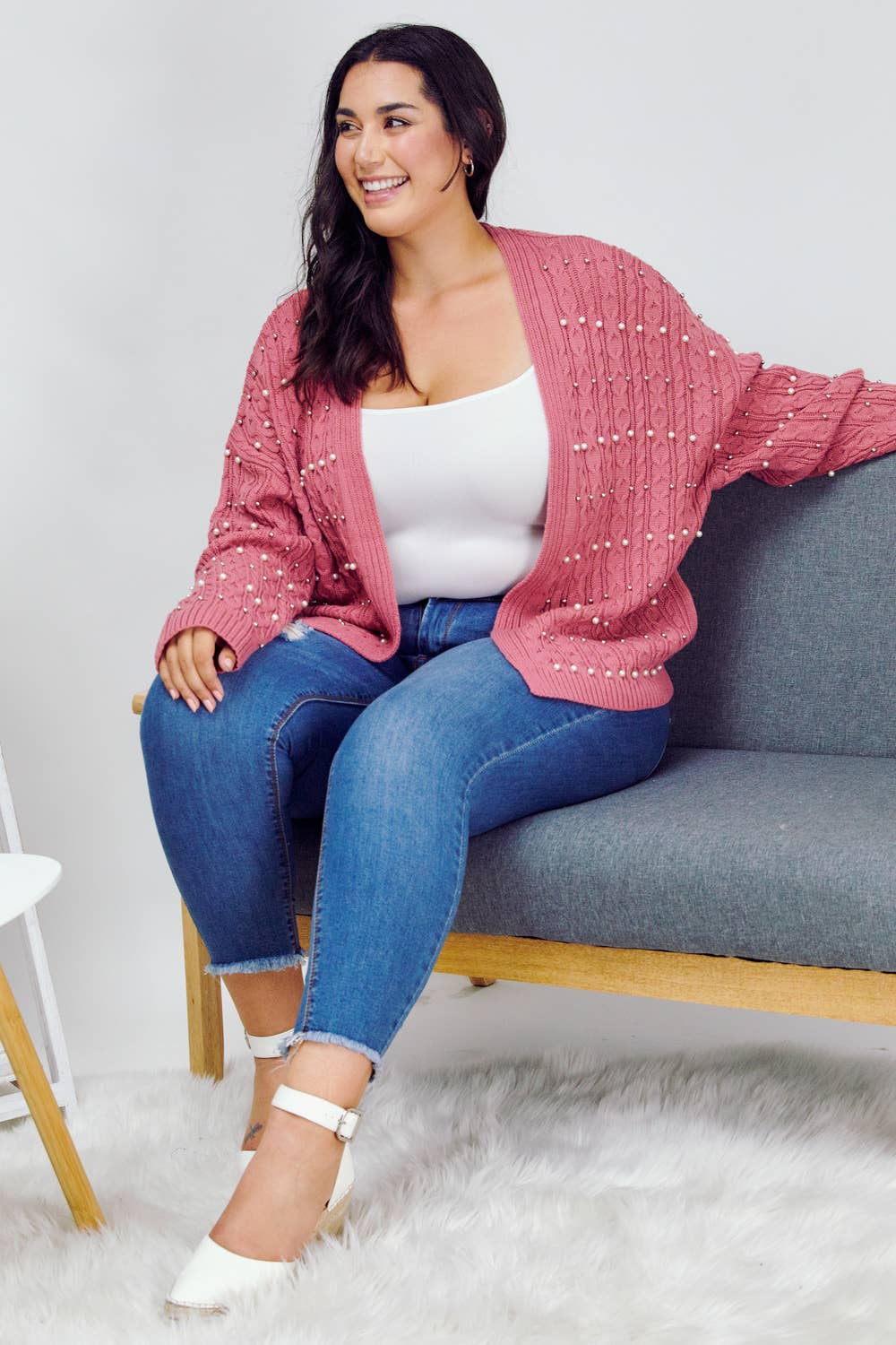 Davi & Dani - Wholesale Cardigan - Women's - PLUS PRINTED LONG SLEEVE CARDIGAN15