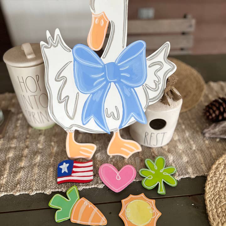 OBX Prep - Wholesale Door Hanger - Porch Goose Handmade White Birch Wooden Door Hanger ✨🪵2