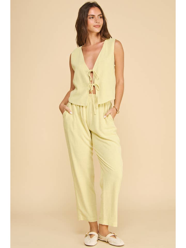 ISB1349 Linen Tie Vest Yellow for wholesale on Faire