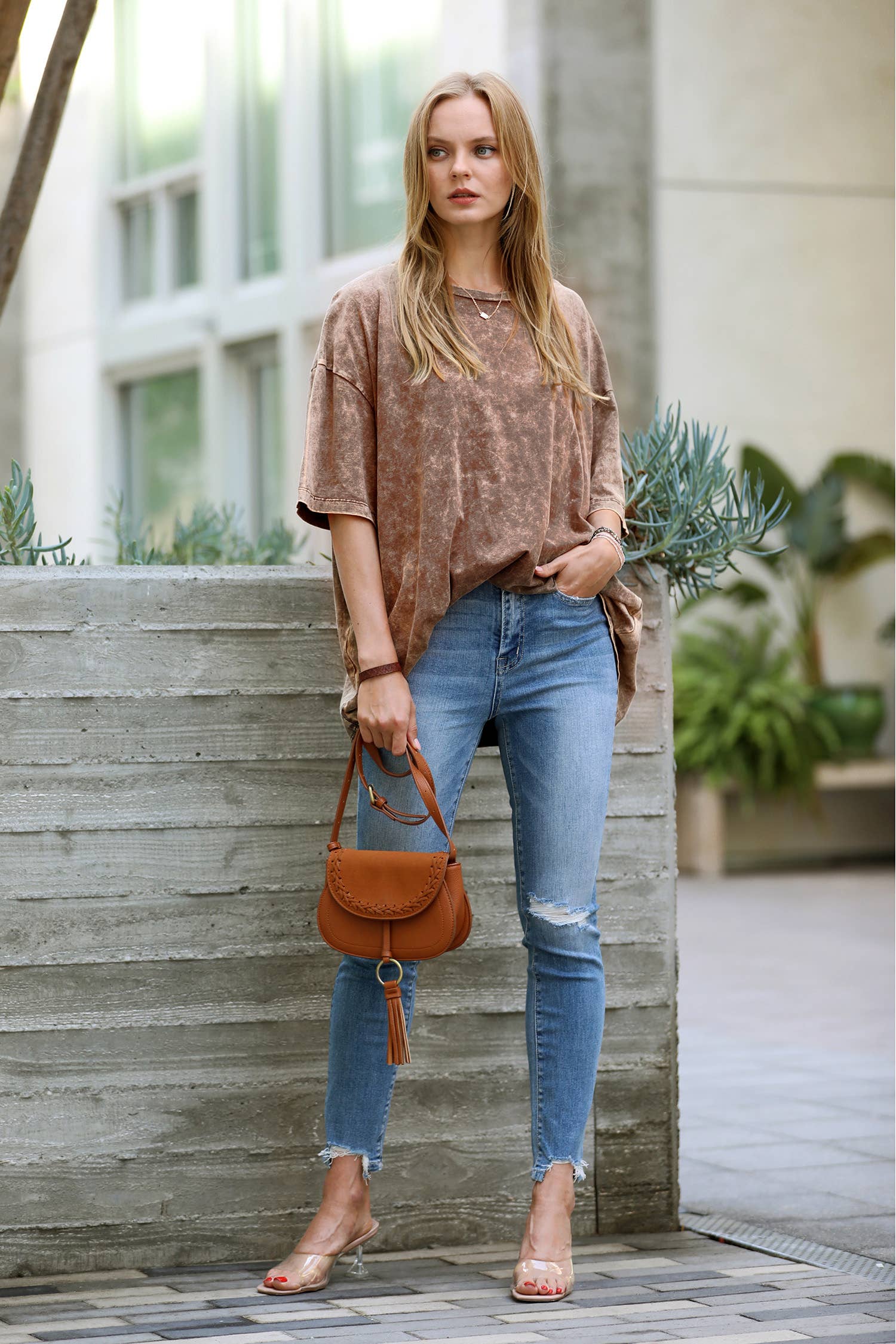 42POPS – Großhandel T-Shirt – Damen – Übergroßes gewaschenes Baumwoll-T-Shirt11