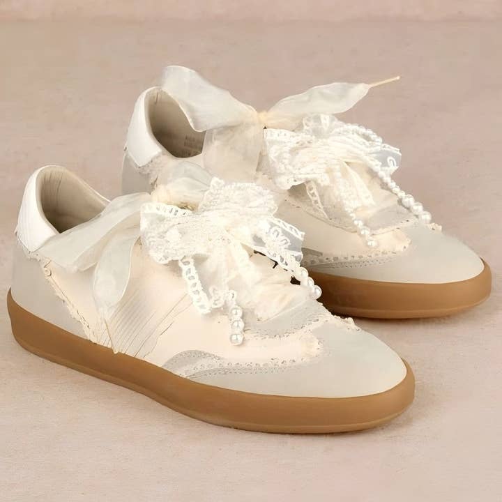 Mi im ELEANOR Women Lace Pearl Deco Low Top Sneakers-12 Pairs Pack-55.95/Pair for wholesale by Mars Sky Shoes Wholesale
