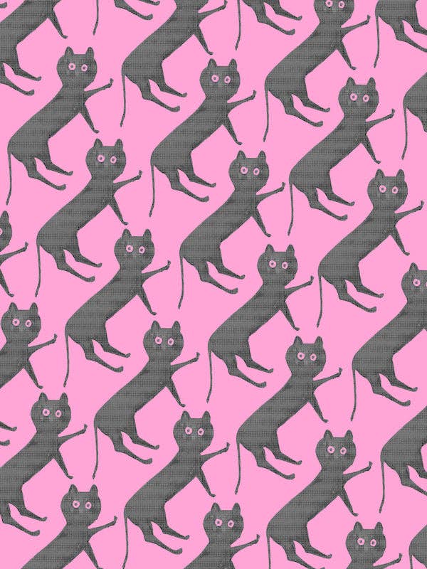 Pink Cat de Bill Traylor Cat, 1941 - Papier cadeau pour la vente par Flashback Shop
