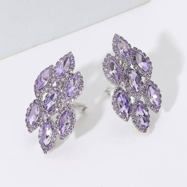 Sensibling Corp. - Wholesale Clip-On Earrings - Marquise Stone Embellished Clip On Earrings2