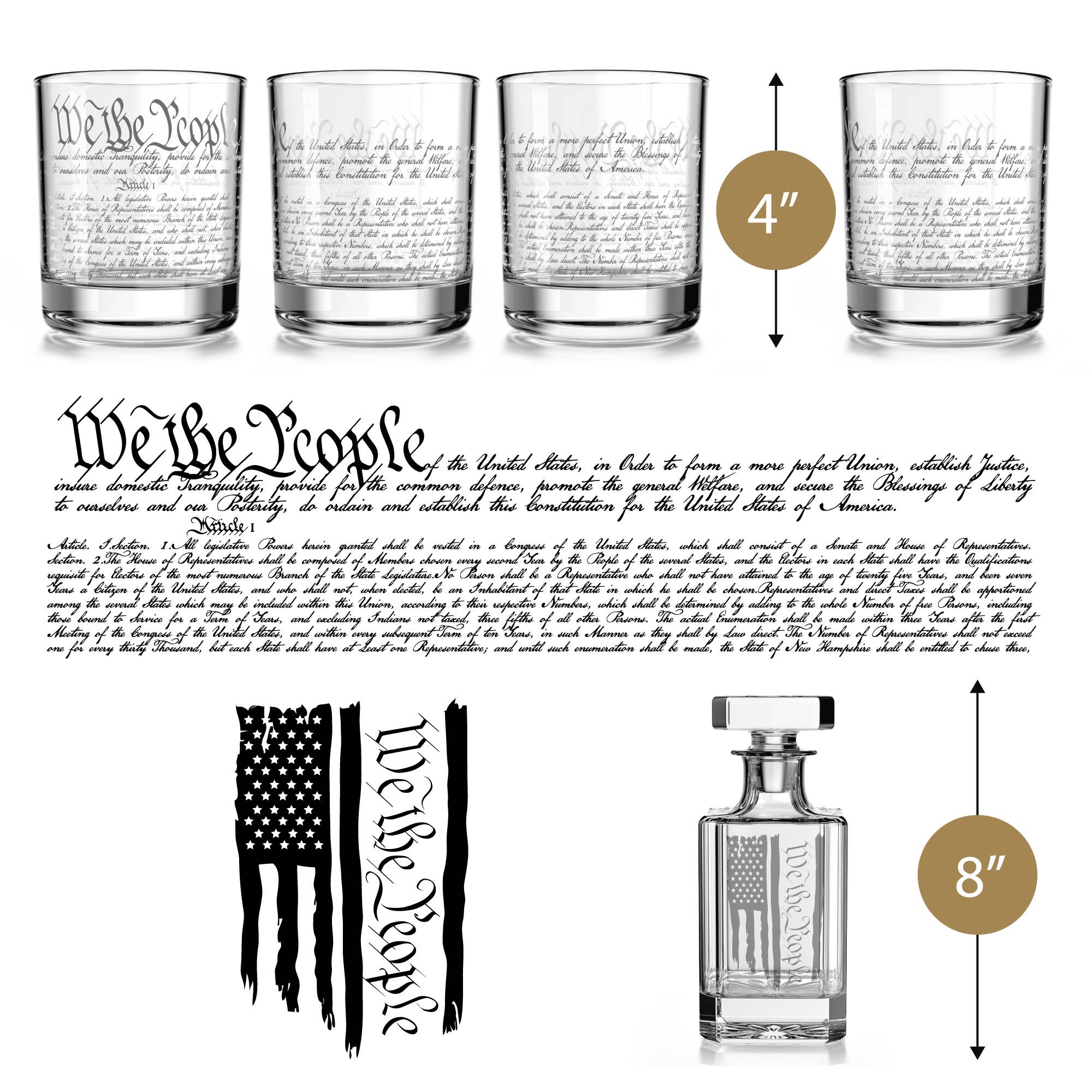 Old Southern Brass - Wholesale Decanter - We The People American Flag Decanter Whiskey Glass Gift Set4