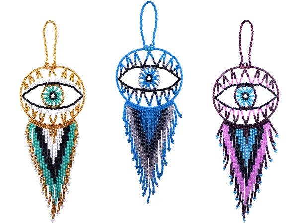 Pichincha - Wholesale Dream Catcher - Round Beaded Evil Eye Dream Catcher Hanging Ornament