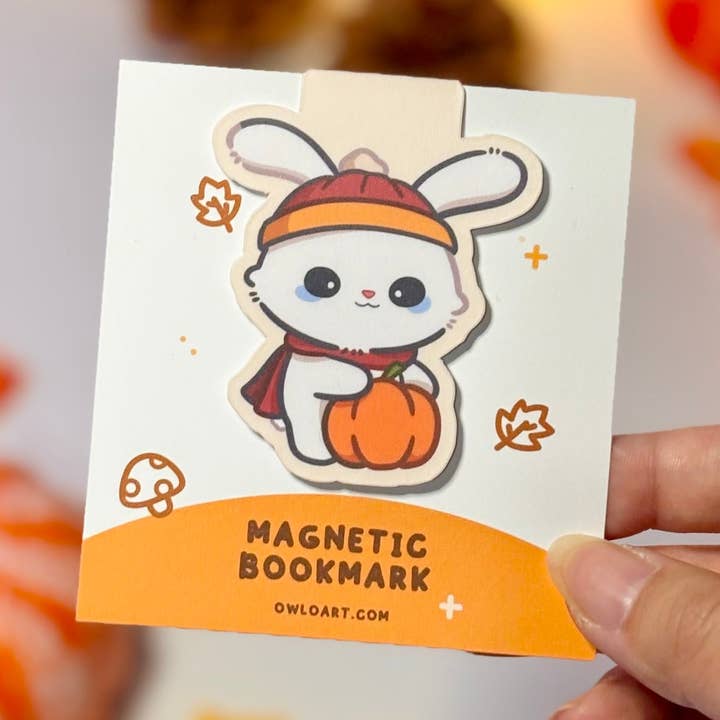 Cozy Fall Bunny Magnetic Bookmark for wholesale by owloArt