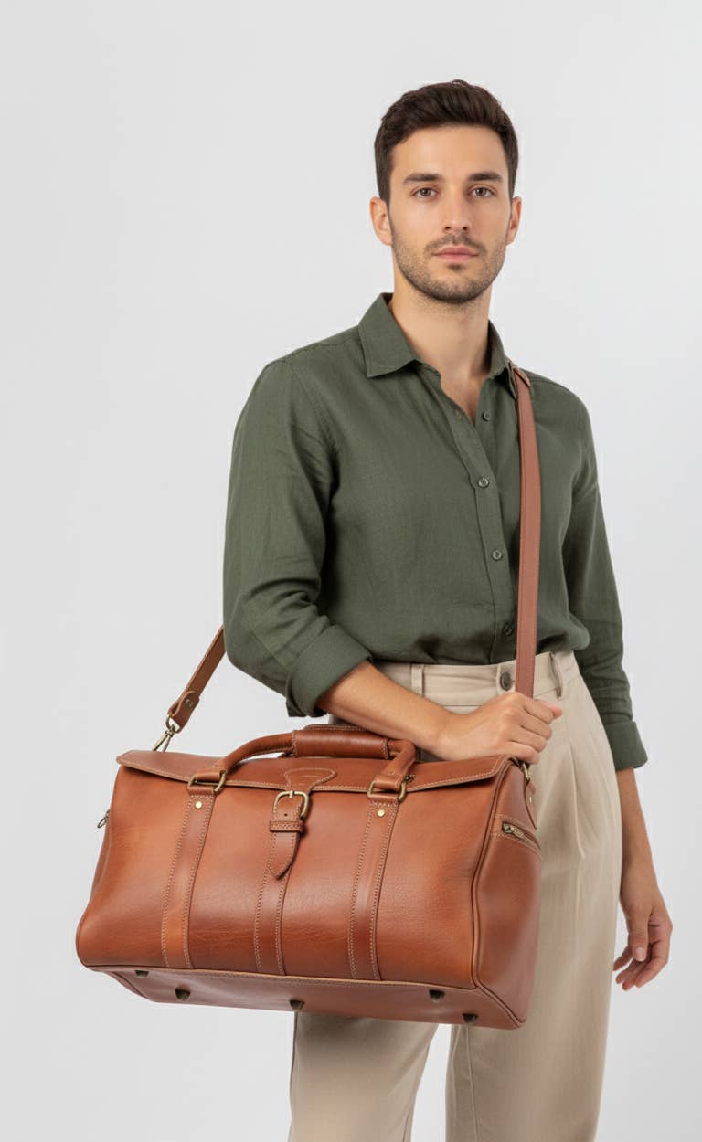 High crafty – wholesale Weekender bag – men's – Full Grain Leather Duffle Bag – Premium Vegetable Tanned Lea