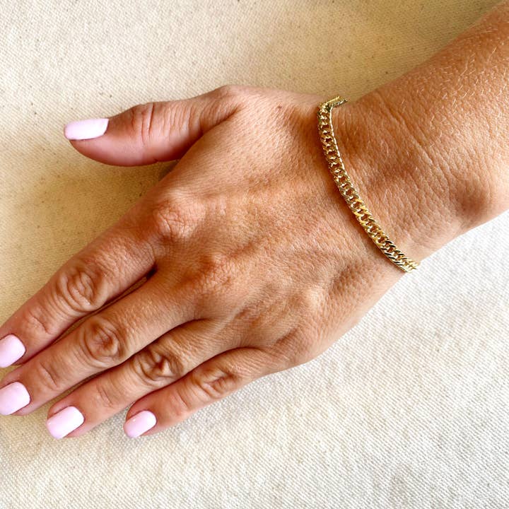 GoldFi - Wholesale Link & Chain Bracelet - 18k Gold Filled 4.0mm Curb Chain Bracelet