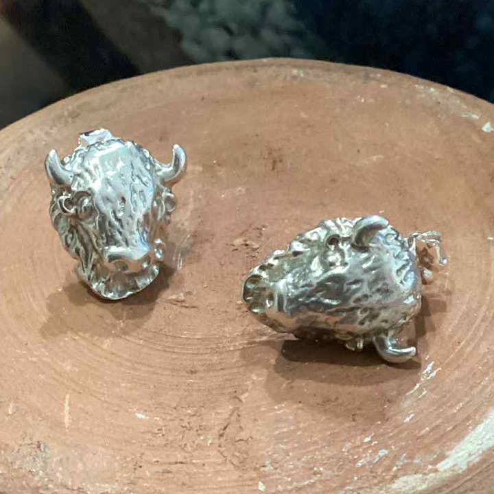 Sterling Silver Buffalo Earrings for wholesale by Mi Dio Jewelry