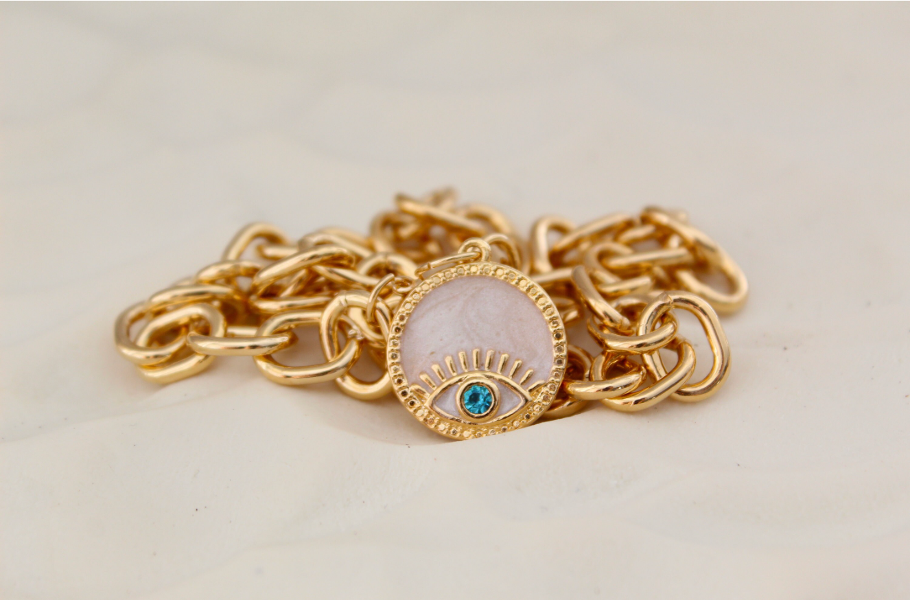 The Views & Co - Wholesale Pendant/Charm Necklace - Protection Talisman Statement Evil Eye Chunky Oval Link Necklace5