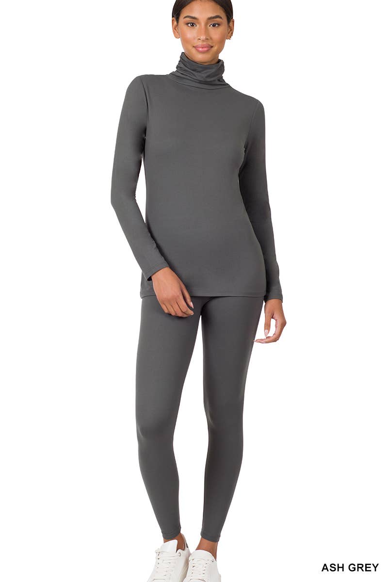 Vanilla Monkey – wholesale Lounge set – Women's – Brushed Dty Microfiber Mock Neck Top Leggings Set0