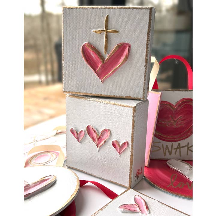 Coddiwomple - Venta al por mayor Pintura/dibujo - Lienzo de trío de corazones pequeños | valentín pascua gracia sagrada