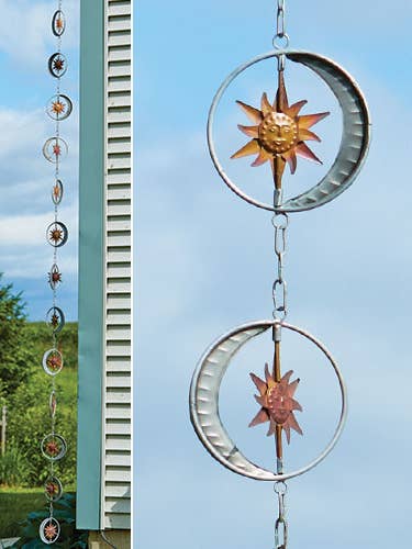 Flamed/Zinc Sun and Moon Rain Chain for wholesale by Ancient Graffiti