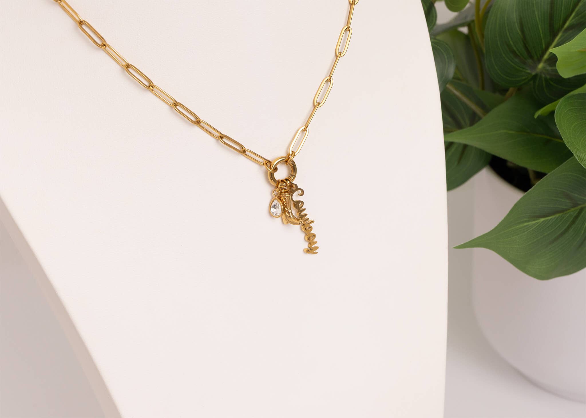 WJW – Engroshandel Smykkesæt – Guld rustfrit stål cowboy charmholder halskæde gavesæt4