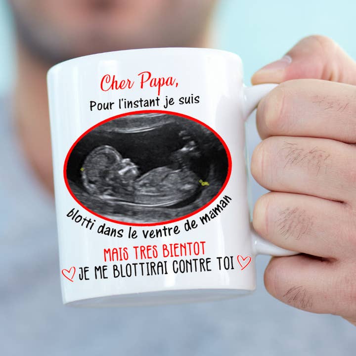 Mug personnalisé avec une échographie pour futur papa pour la vente par Tendance Cadeau